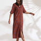 trueBrowns Brown Cotton Print pleated Dress | Swadesiicart
