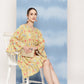 InWeave Women's Yellow Orange Ikkat Print Short Dress - Swadesiicart