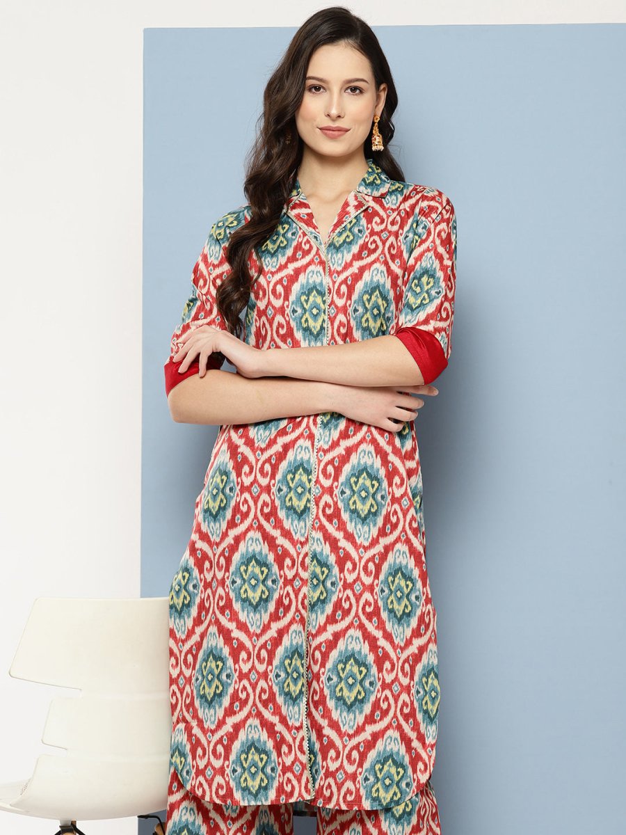 Ahalyaa Women Ethnic Motifs Printed Regular Gotta Patti Kurta with Palazzos | Swadesiicart