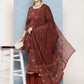 InWeave Women's Brick Rust Ajrakh Sharara Set With Dupatta - Swadesiicart