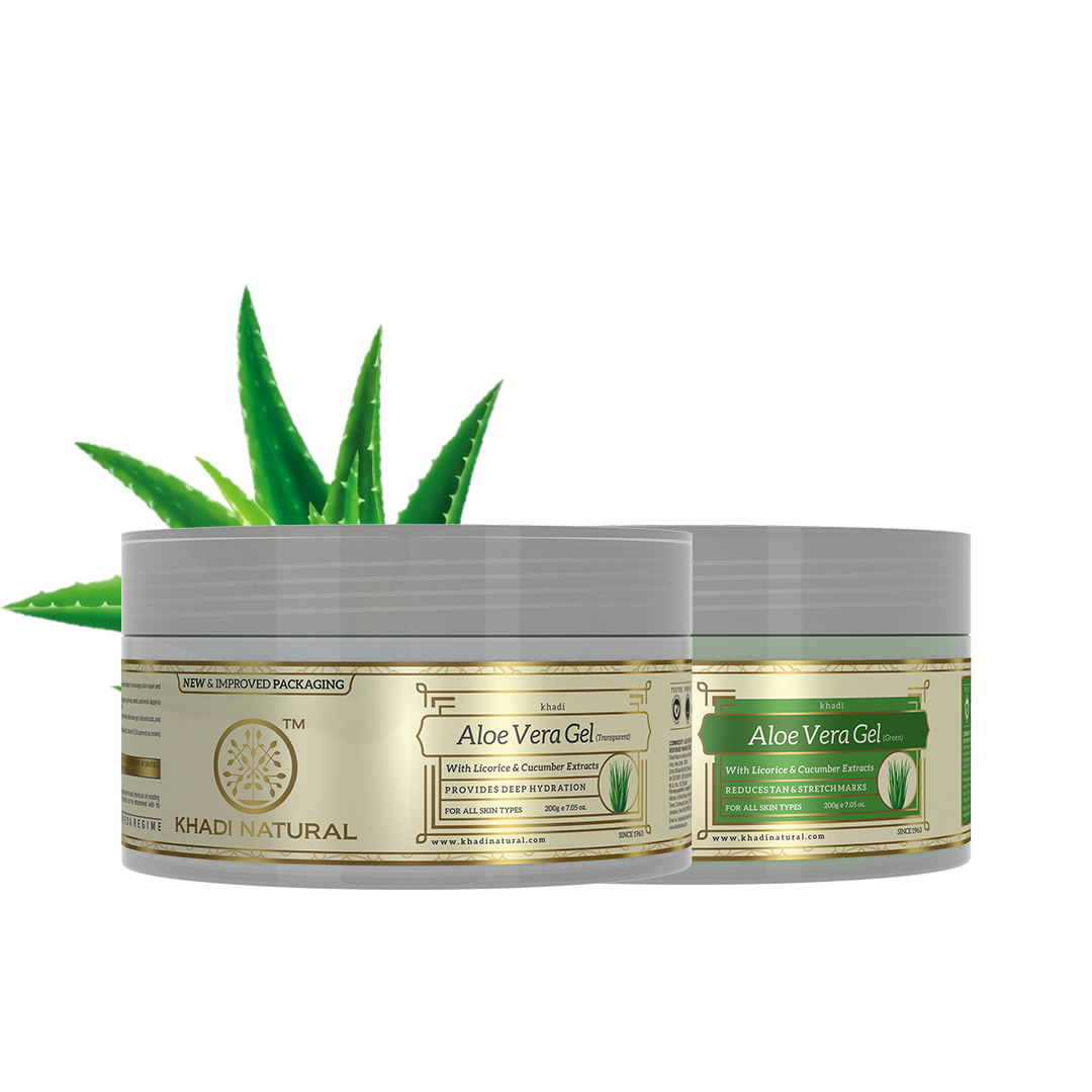 Khadi Natural Aloe Vera - Green Transparent Gel Combo Pack of 2 - 200gm Each Sale