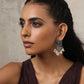 trueBrowns Silver Gold Tone Floral Silver Jaal Dangle Earrings - Swadesiicart