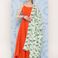 InWeave Women's Orange Strappy Set W White Pink Lotus Cr Duptta - Swadesiicart