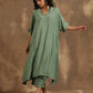 trueBrowns Light Green Bandhani Printed Silk Oversized Kurta Pant Set | Swadesiicart