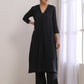 trueBrowns Black Dobby Neck Pleat Kurta Pant Set | Swadesiicart