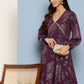 Ahalyaa Floral Print Puff Sleeves Empire Crepe Ethnic Dress | Swadesiicart