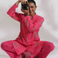trueBrowns Pink Cotton Print Kurta Co-ord Set - Swadesiicart
