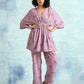 trueBrowns Light Mauve Printed Velvet Co-Ord Set - Swadesiicart