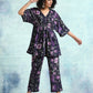 trueBrowns Black Printed Velvet Co-Ord Set - Swadesiicart