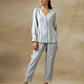 trueBrowns Grey Bandhani Printed Silk Front Open Short Co-Ord Set - Swadesiicart