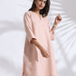 trueBrowns Light Pink Slub Kurta Co-ord Set - Swadesiicart