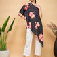 InWeave Women's Black Red Big Flower One Shoulder Kurta - Swadesiicart