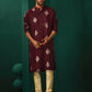 trueBrowns Men's Wine Geometric Viscose Silk Long Kurta | Swadesiicart