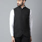 Even Apparels Men's Black Pure Wool Nehru Jacket | Swadesiicart