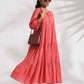 trueBrowns Pink Cotton Tier Dress | Swadesiicart