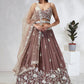 House of Panchhi Rose Gold Pure Georgette Sequins And Thread Embroidery Lehenga Choli & Dupatta | Swadesiicart