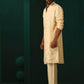 trueBrowns Men's Ivory Geometric Floral Viscose Silk Long Kurta | Swadesiicart