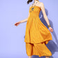 InWeave Women's Mustard Mirror Work Off Shoulder Kurta Set - Swadesiicart