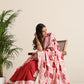trueBrowns Maroon Grey Muslin Ikat Saree | Swadesiicart