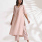 trueBrowns Light Pink Slub Kurta Set | Swadesiicart