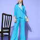 InWeave Women's Aqua Blue Coord Set With White Butterfly Scarf - Swadesiicart