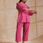 trueBrowns Pink Dabu Print Cotton Baggy Sleeve Co-Ord Set - Swadesiicart