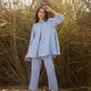 trueBrowns Light Blue Cotton Dobby Flared Co-ord Set - Swadesiicart