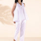 trueBrowns White Cotton Dobby Flared Co-ord Set - Swadesiicart