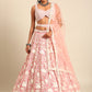 House of Panchhi Rose Gold Chinon Sequins And Zarkan Embroidery Lehenga Choli & Dupatta | Swadesiicart