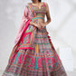 House of Panchhi Pink Pure Georgette Position Printing With Siroski Stone Work Lehenga Choli & Dupatta | Swadesiicart