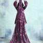 trueBrowns Wine Printed Velvet Shawl | Swadesiicart
