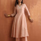 trueBrowns Blush Pink Tissue Flared Anarkali Kurta Set | Swadesiicart