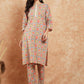 InWeave Women's Light Blue Floral Jaal Gota Work Straight Kurta Pant Set - Swadesiicart