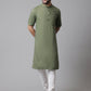 Even Apparels Green Pure Cotton Kurta With Band Collar | Swadesiicart