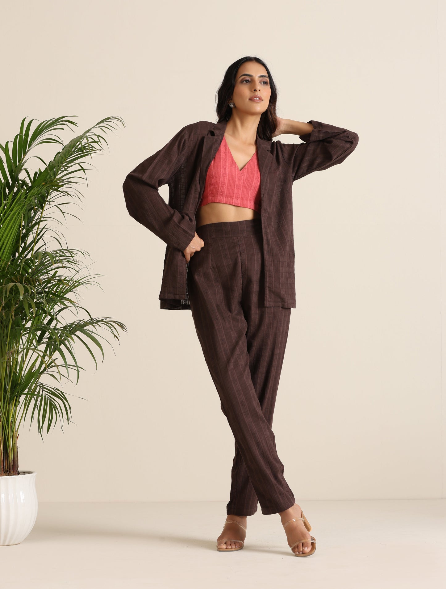 trueBrowns Cola Cotton Dobby Pant Suit Set - Swadesiicart