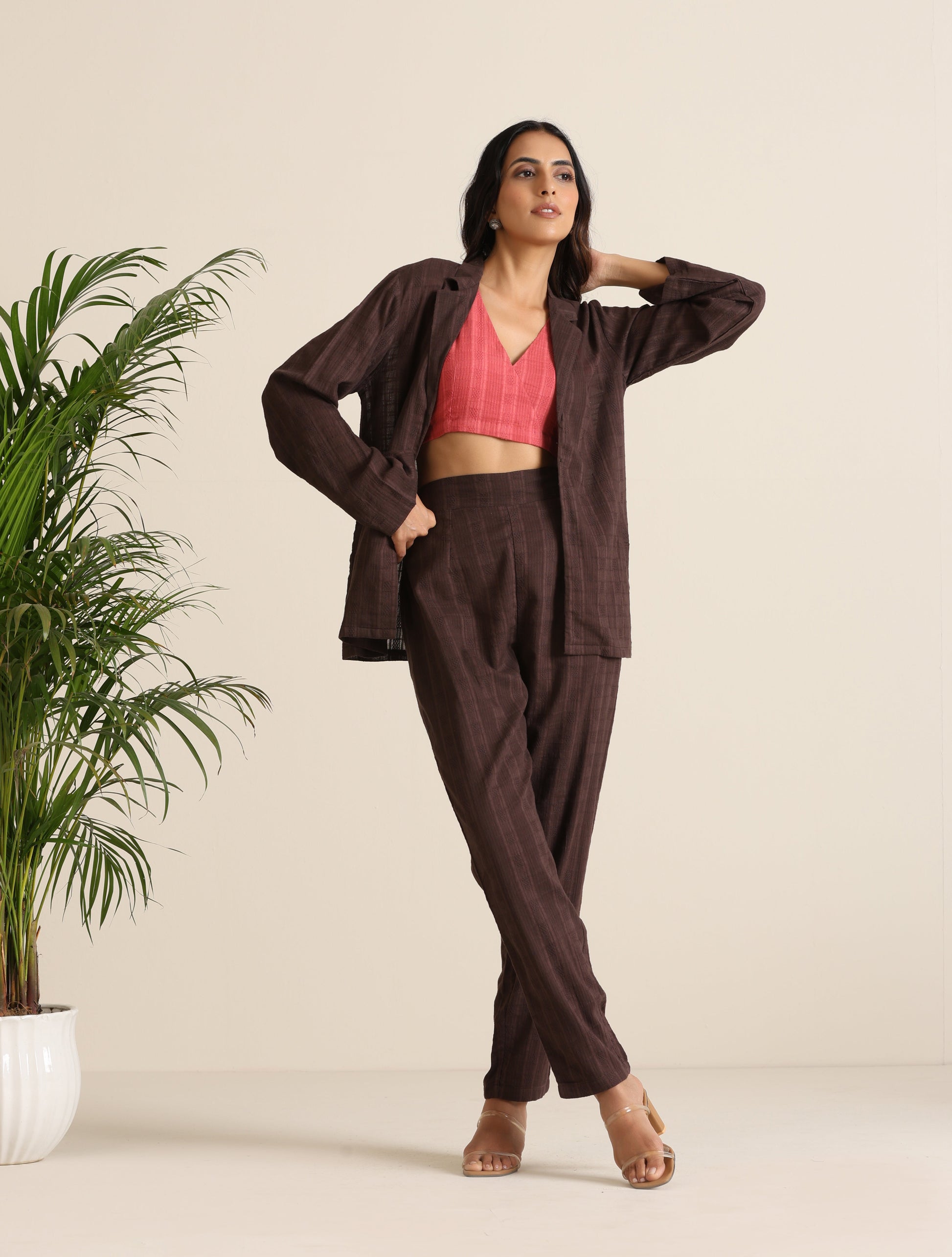 trueBrowns Cola Cotton Dobby Pant Suit Set - Swadesiicart