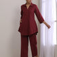 trueBrowns Ruby Wine Dobby Collar Short Co-Ord Set - Swadesiicart