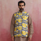 trueBrowns Men's Grey Ikat Print Cotton Reversible Nehru Jacket | Swadesiicart