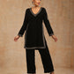 trueBrowns Black Velvet Embroidered Co-ord Set - Swadesiicart