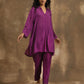 trueBrowns Purple Bandhani Printed Silk Co-Ord Set - Swadesiicart