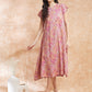 InWeave Women's Pink Coral Floral Print A Line Dress - Swadesiicart