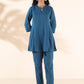 trueBrowns Blue Cotton Dobby Co-ord Set - Swadesiicart