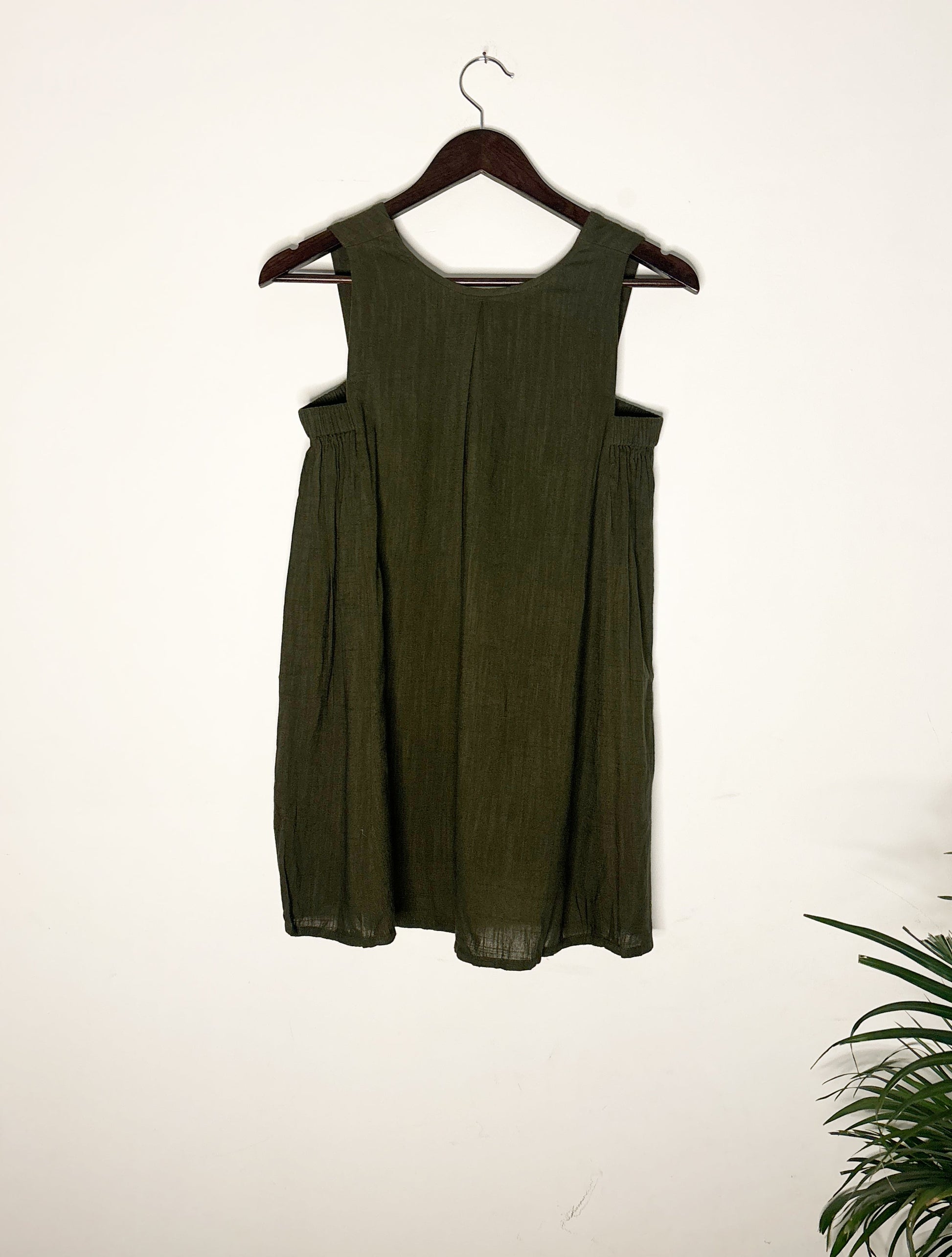 trueBrowns Olive Green Sleeveless Top | Swadesiicart