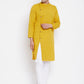 Even Apparels Yellow Pure Cotton Kurta With Band Collar | Swadesiicart
