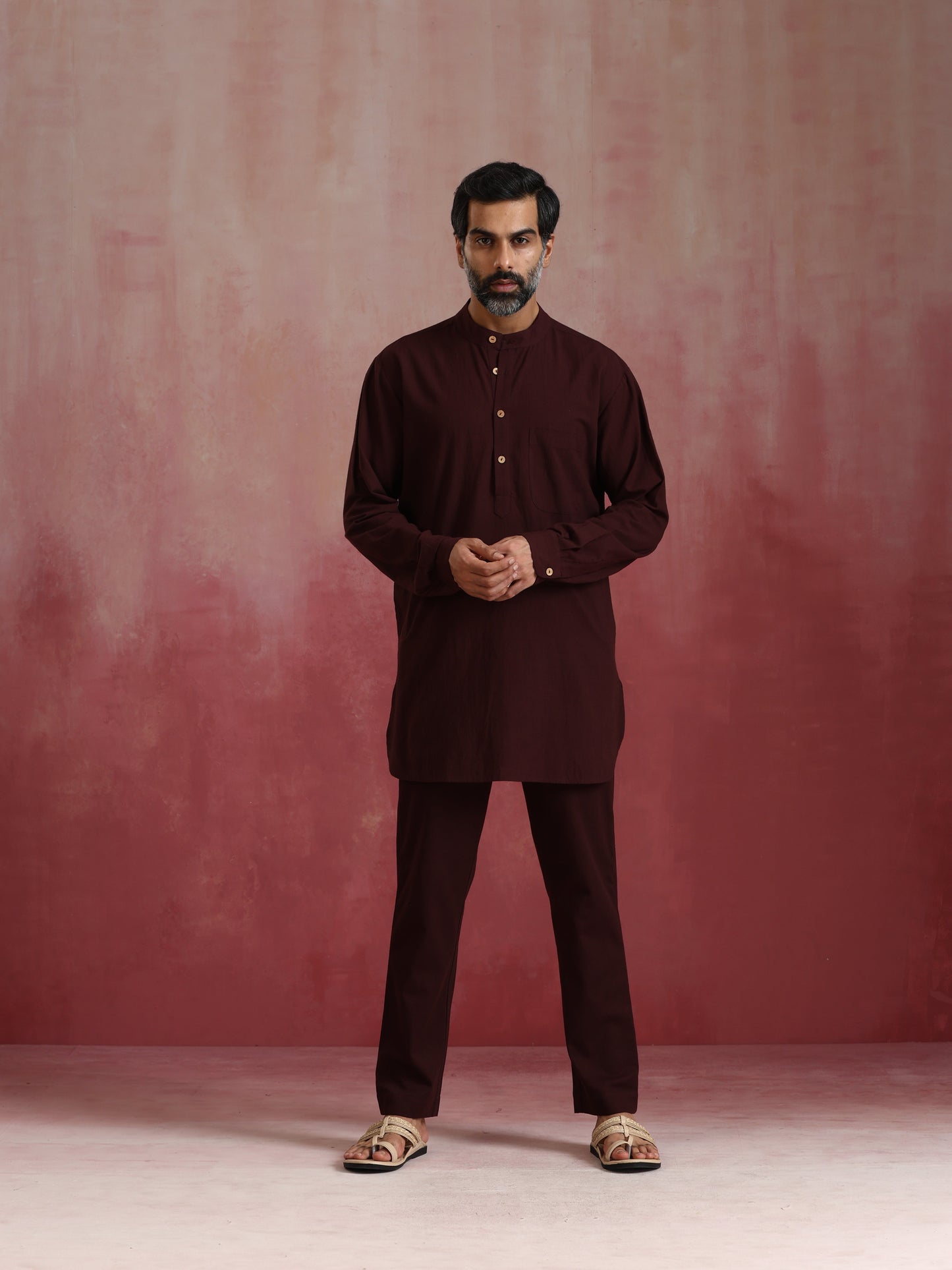 trueBrowns Men's Cola Cotton Mandarin Collar Kurta Co-ord set - Swadesiicart