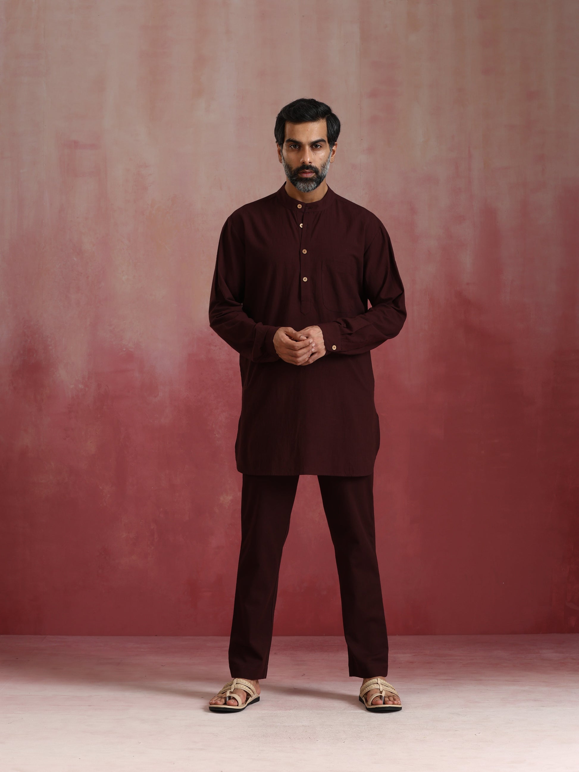 trueBrowns Men's Cola Cotton Mandarin Collar Kurta Co-ord set - Swadesiicart