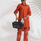 trueBrowns Orange Cotton Solid Shirt Kurta Co-ord Set - Swadesiicart