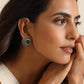 trueBrowns Silver Green Stud Earrings | Swadesiicart