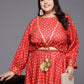 Ahalyaa Women Plus Size Printed Top with Skirt | Swadesiicart