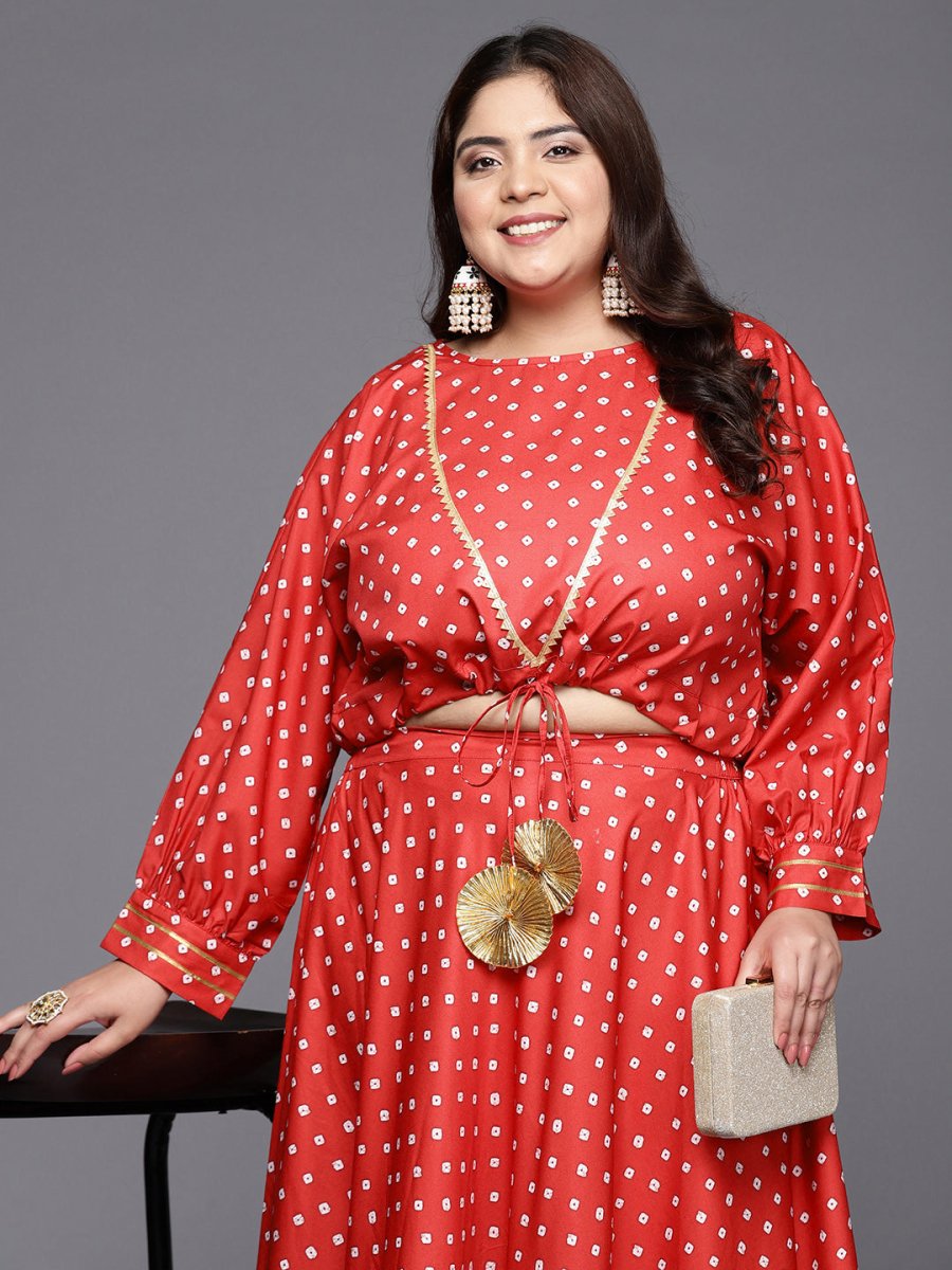 Ahalyaa Women Plus Size Printed Top with Skirt | Swadesiicart